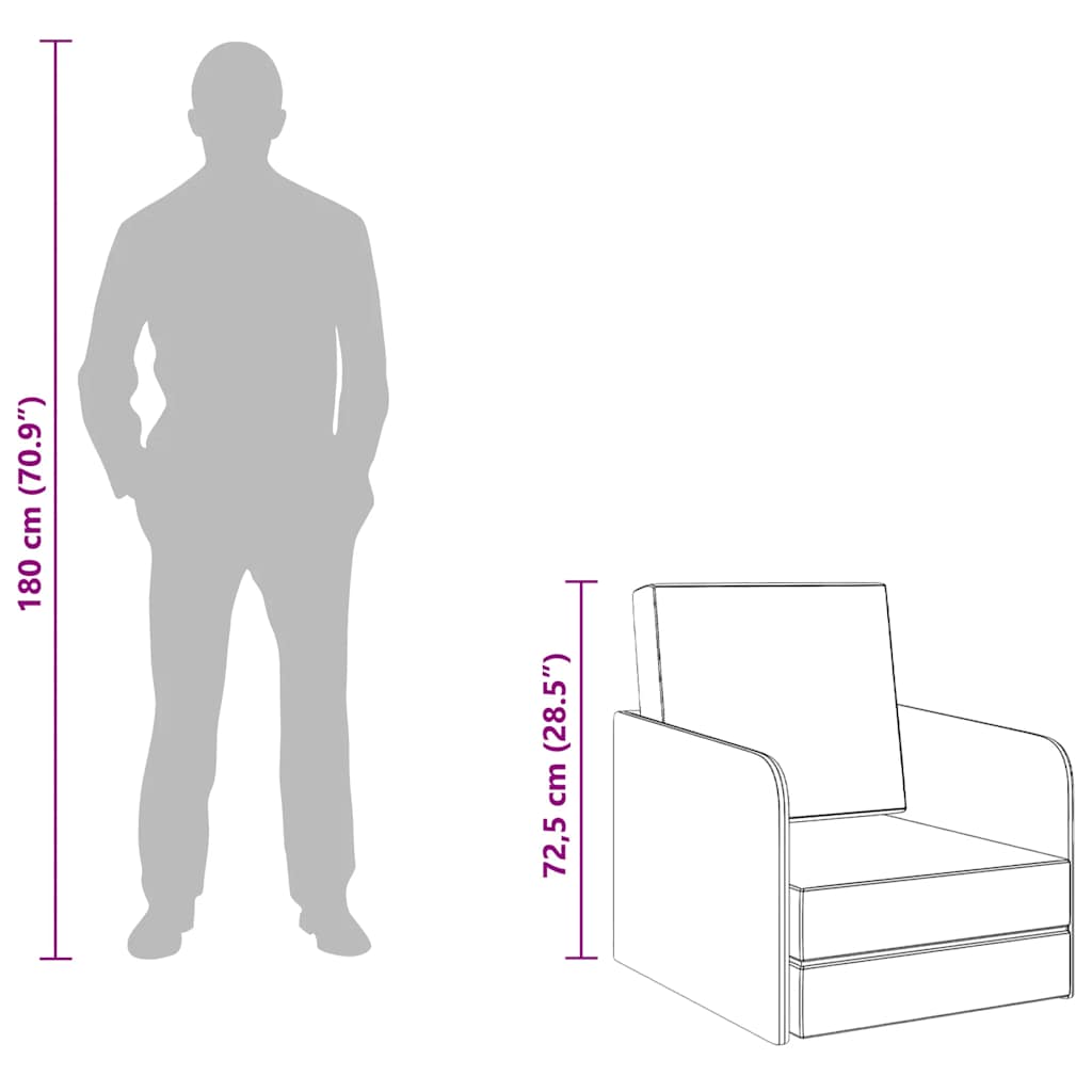 Poltrona Letto Convertibile Grigio Chiaro in Tessuto