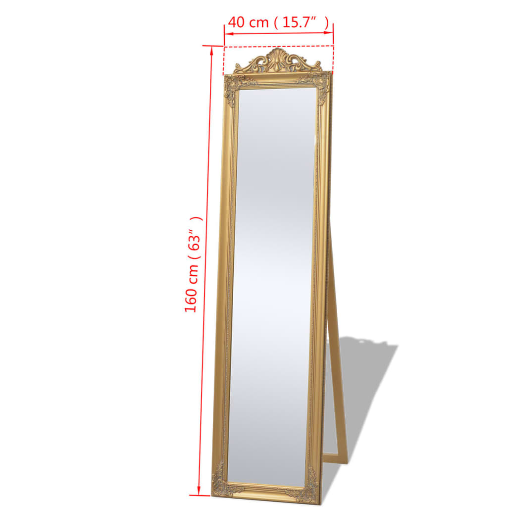 Specchio Autoportante Stile Barocco 160x40 cm Oro | homemem39
