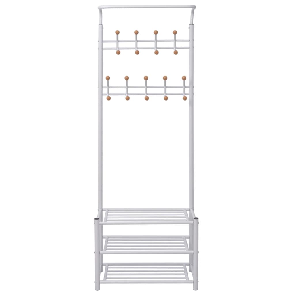 Appendiabiti con Poggiascarpe 68x32x182,5 cm Bianco - homemem39