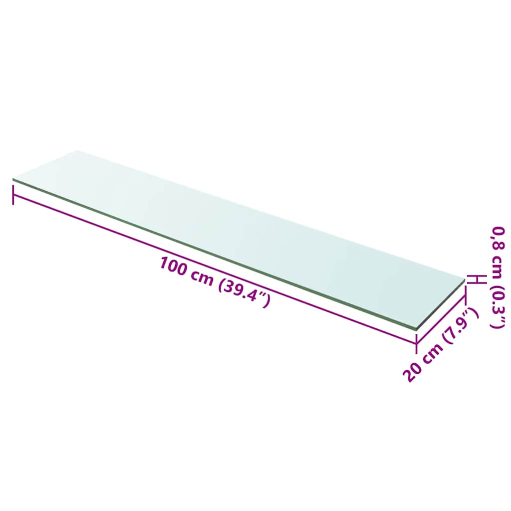 Mensola in Vetro Trasparente 100x20 cm | homemem39