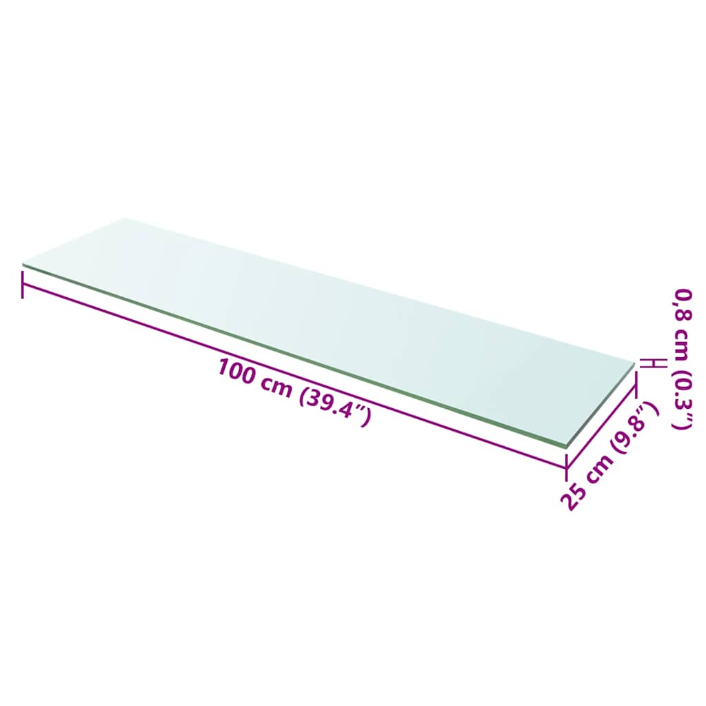 Mensola in Vetro Trasparente 100x25 cm - homemem39