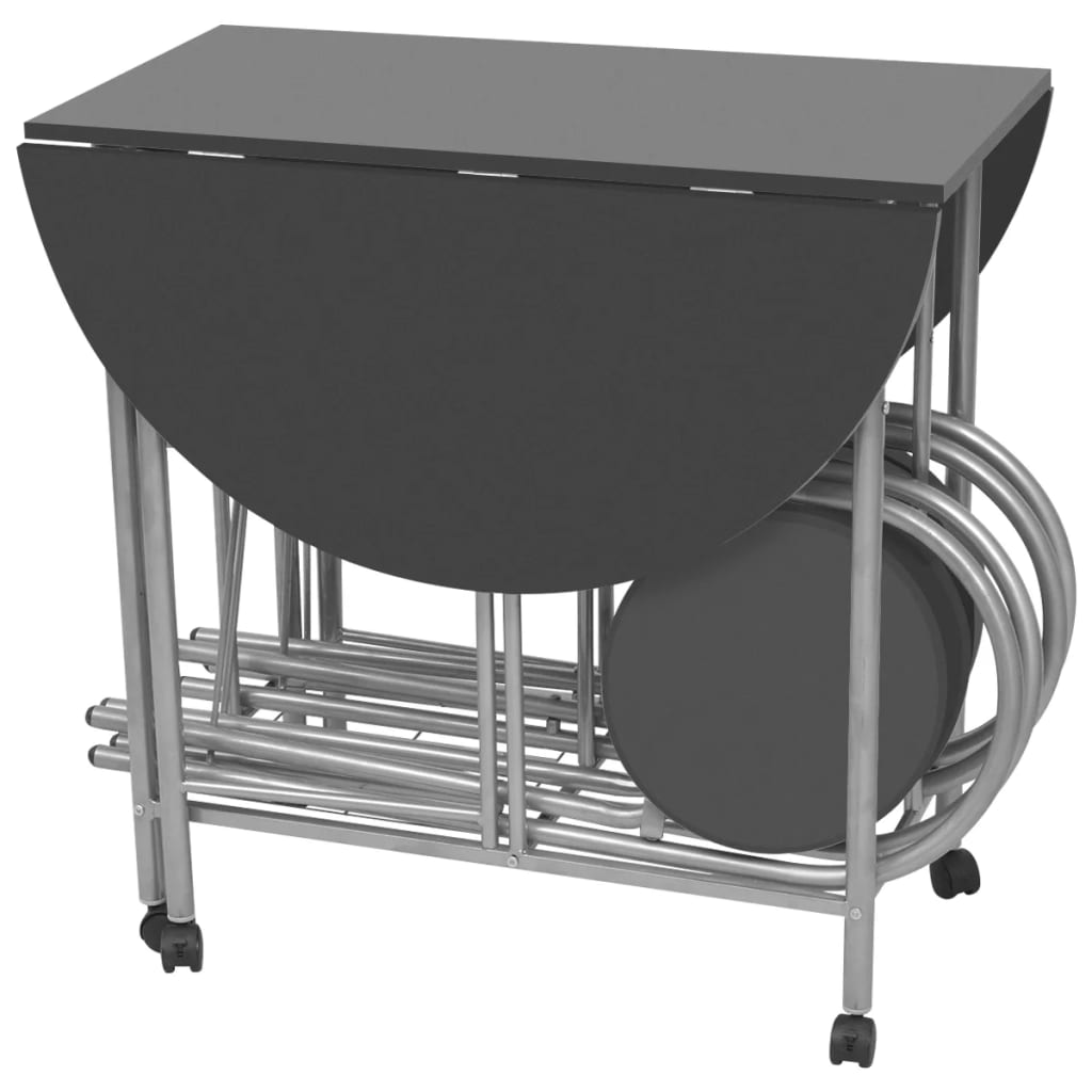 Set Tavolo e Sedie 5 pz Pieghevoli in MDF Nero - homemem39