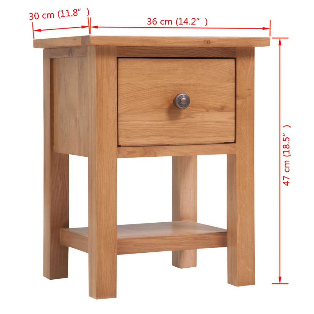 Comodino 36x30x47 cm in Legno Massello di Rovere | homemem39