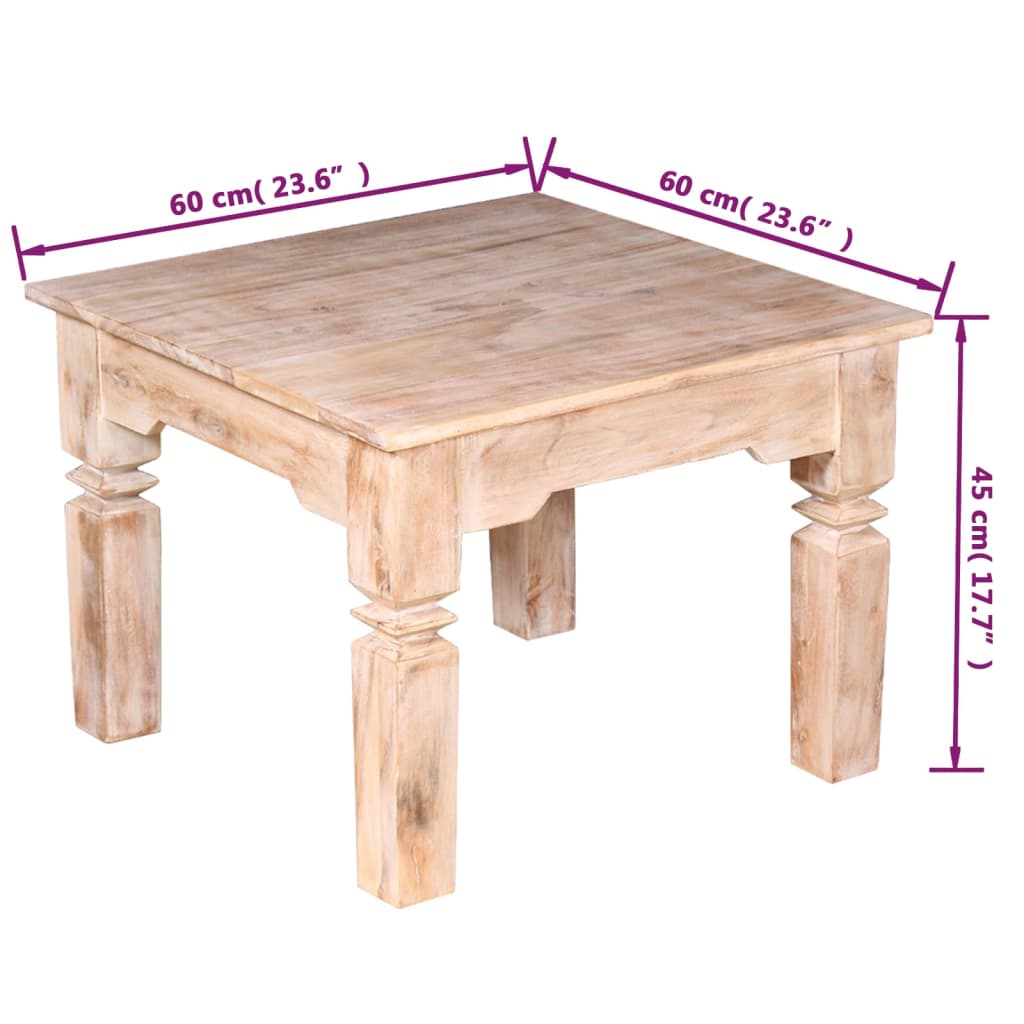 Tavolino da Salotto in Legno Massello di Acacia 60x60x45 cm | homemem39