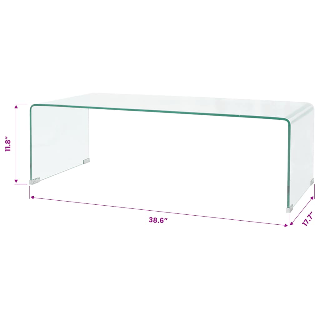 Tavolino da Salotto in Vetro Temperato 98x45x30 cm Trasparente