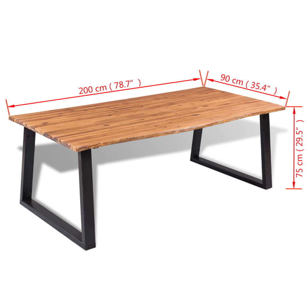 Tavolo da Pranzo Legno Massello Acacia 200x90 cm | homemem39