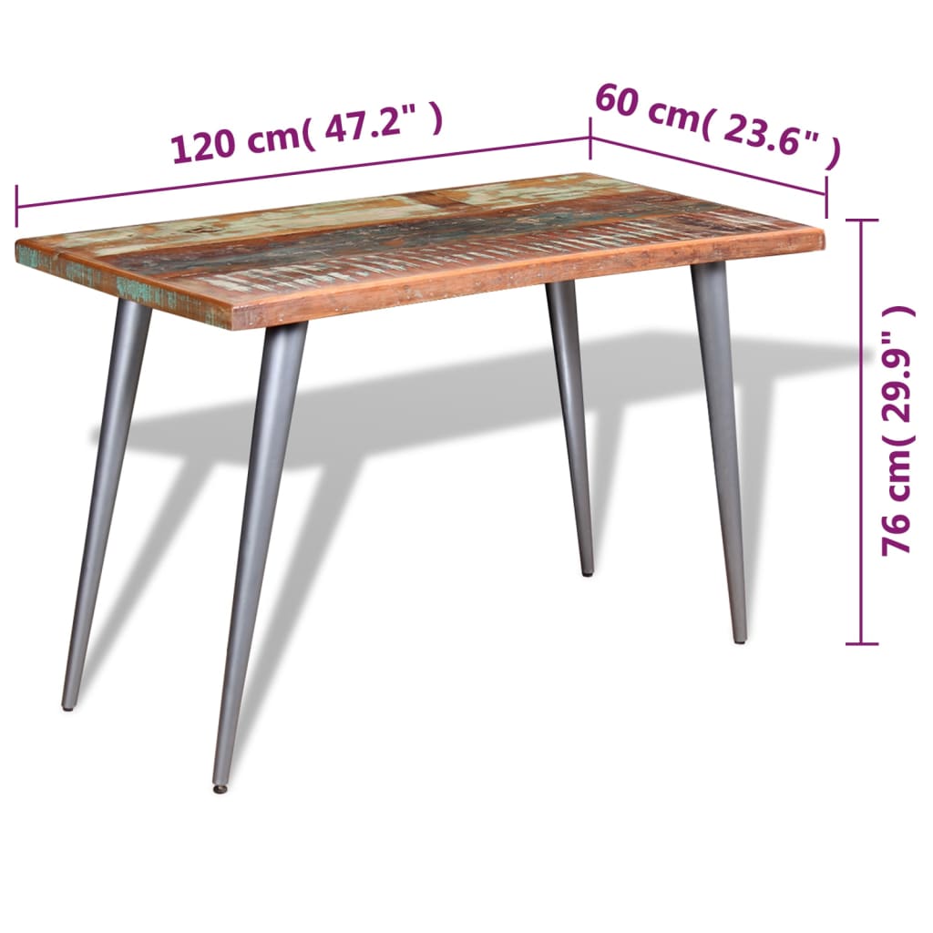 Tavolo da Pranzo in Legno Massello Anticato 120x60x76 cm | homemem39