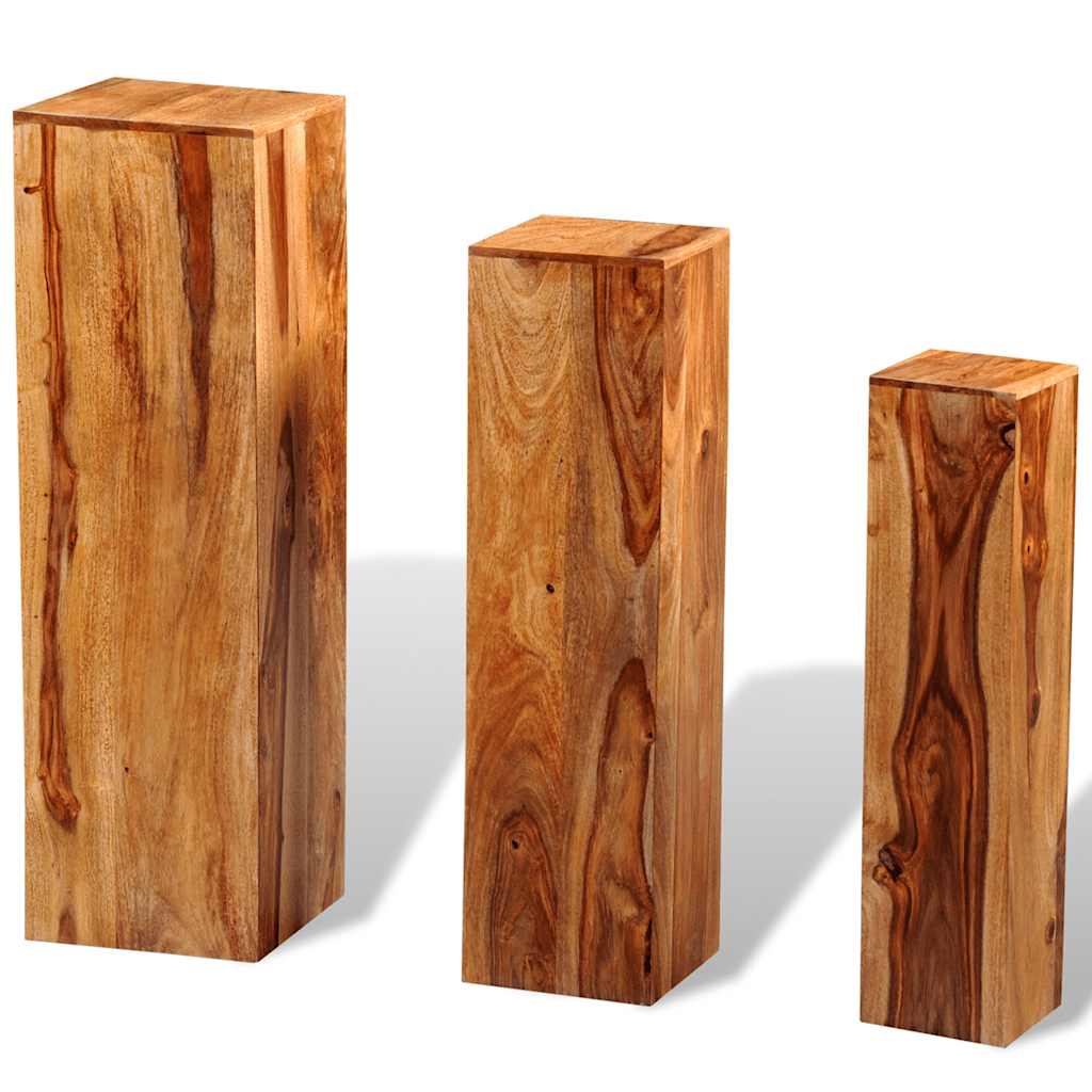 Supporti per Piante 3 pz in Massello di Acacia Marrone - homemem39