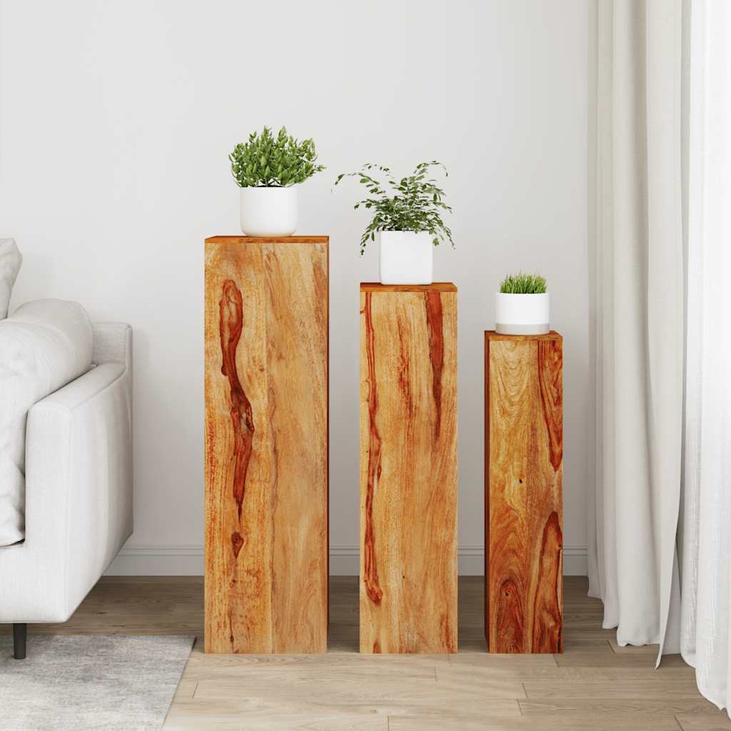 Supporti per Piante 3 pz in Massello di Acacia Marrone - homemem39
