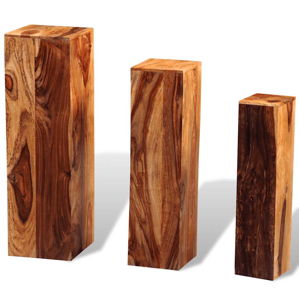 Supporti per Piante 3 pz in Massello di Acacia Marrone - homemem39