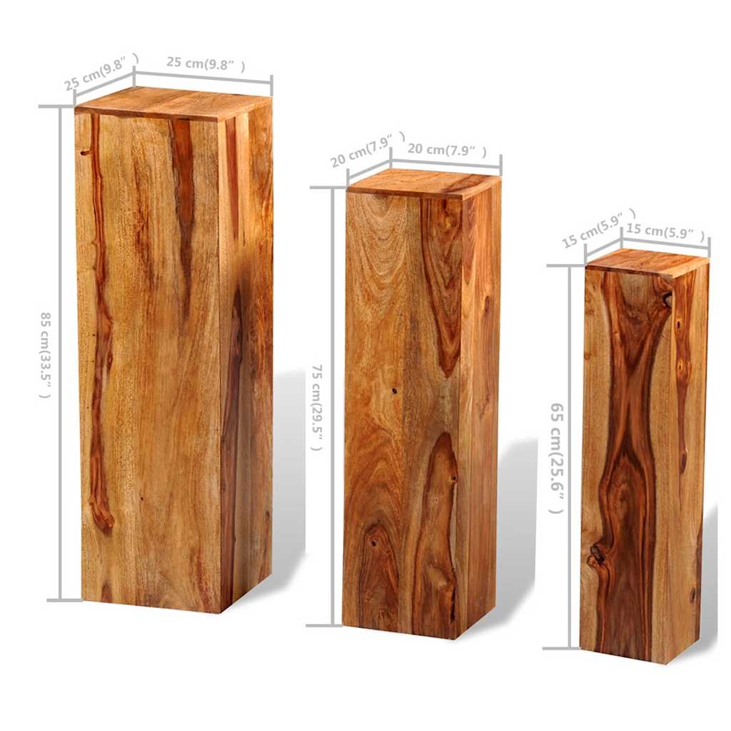 Supporti per Piante 3 pz in Massello di Acacia Marrone - homemem39