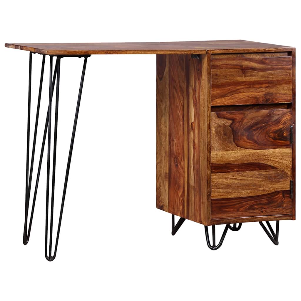Scrivania con 1 Cassetto 1 Armadietto Legno Massello Acacia - homemem39