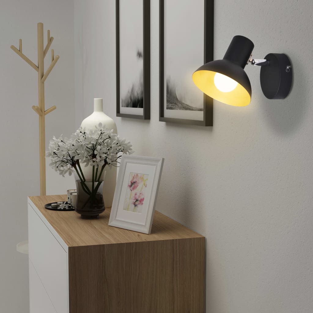 Applique 2 pz per 2 Lampadine E27 Nero e Oro - homemem39