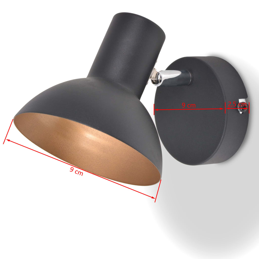 Applique 2 pz per 2 Lampadine E27 Nero e Oro - homemem39