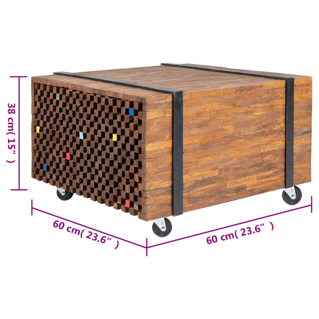 Tavolino Laterale in Legno di Teak 60x60x38 cm - homemem39