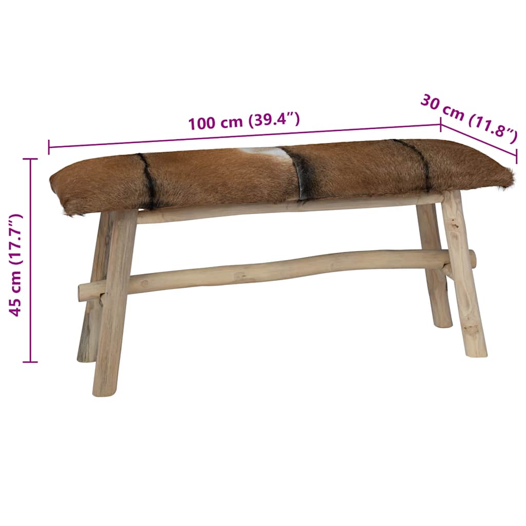 Panca in Pelle di Capra e Teak | homemem39