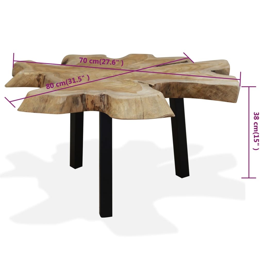 Tavolino da Salotto in Legno di Teak Autentico 80x70x38 cm | homemem39