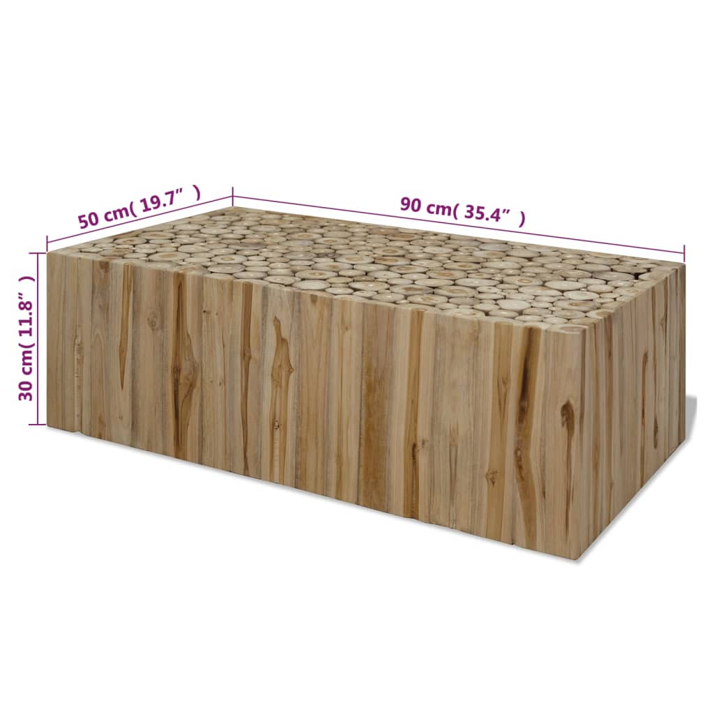 Tavolino da Salotto in Legno di Teak Autentico 90x50x30 cm | homemem39