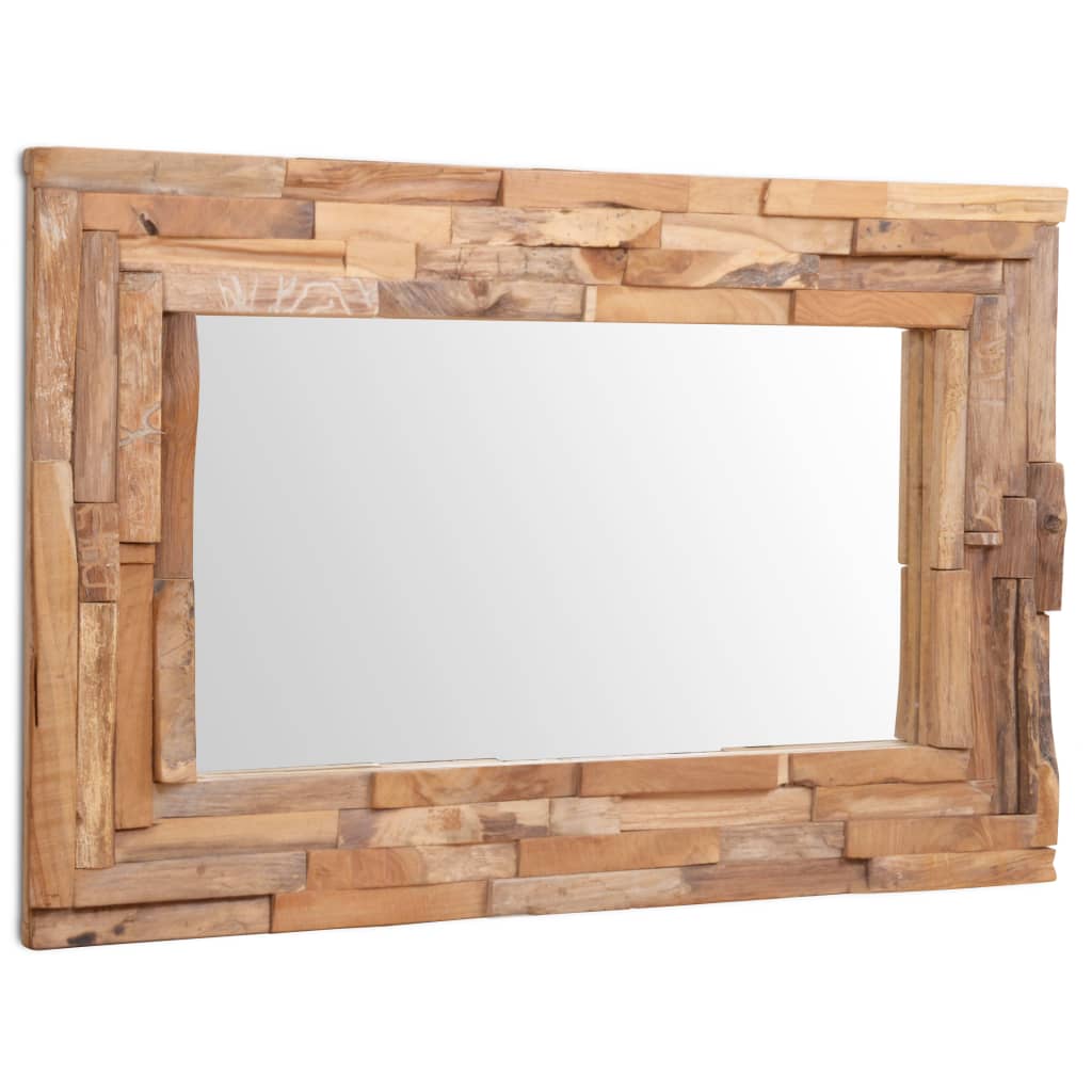 Specchio Decorativo in Legno di Teak 90x60 cm Rettangolare - homemem39