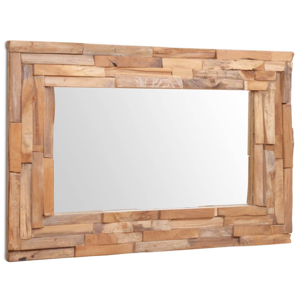 Specchio Decorativo in Legno di Teak 90x60 cm Rettangolare - homemem39