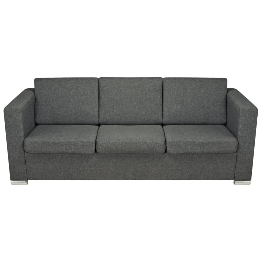 3 Pz Set di Divani in Stoffa Grigio Scuro | homemem39