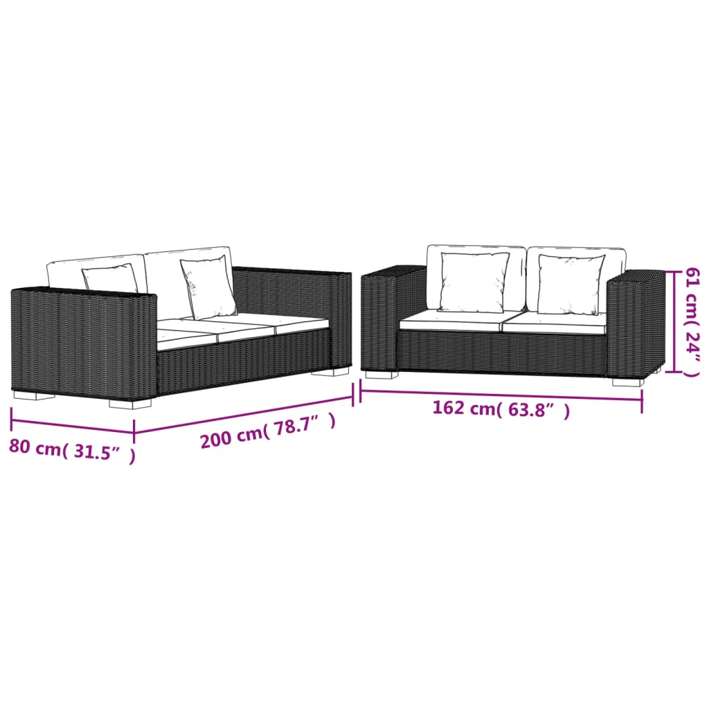 Set Divani a 2 Posti e 3 Posti in Vero Rattan - homemem39