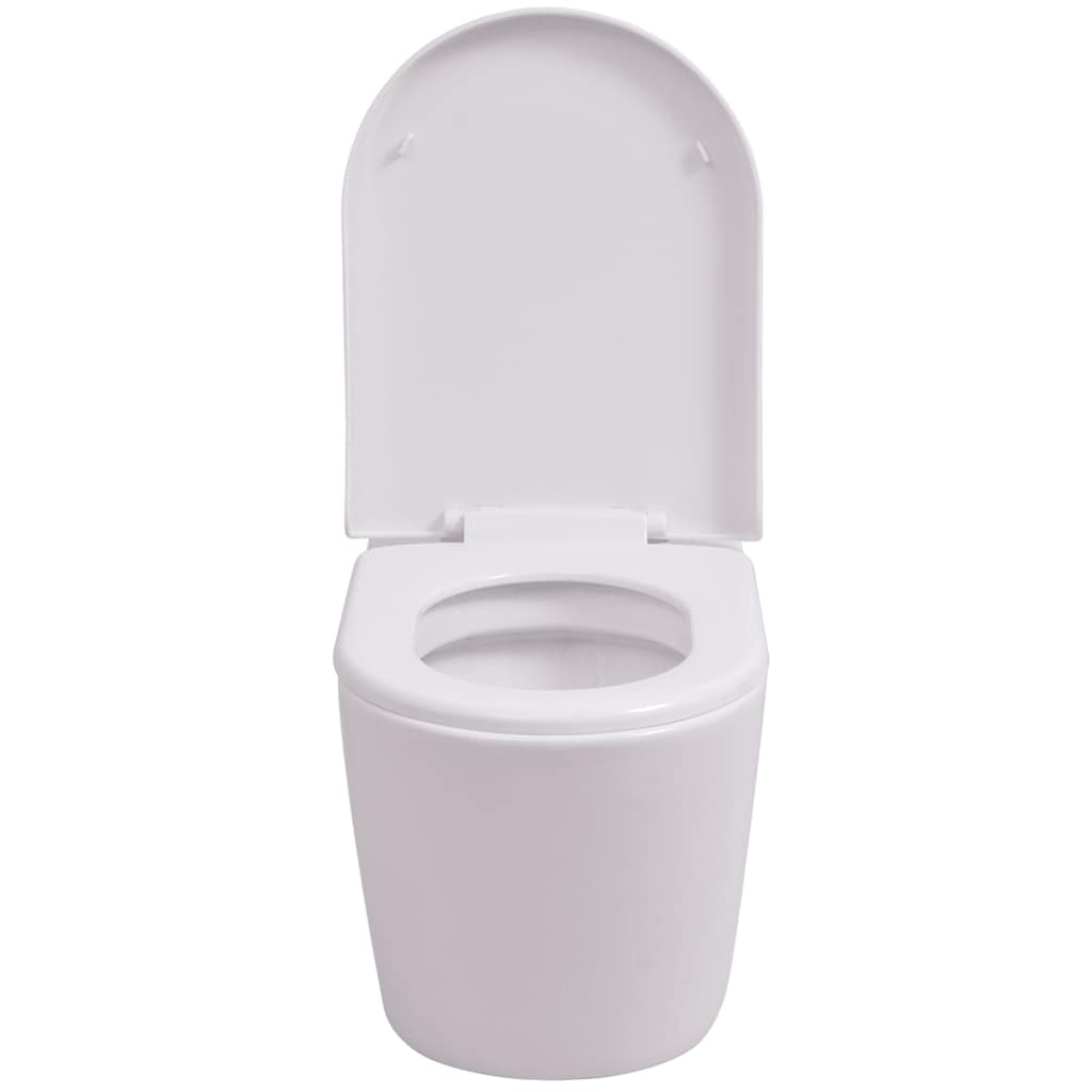WC a Muro con Sciacquone Nascosto in Ceramica Bianco