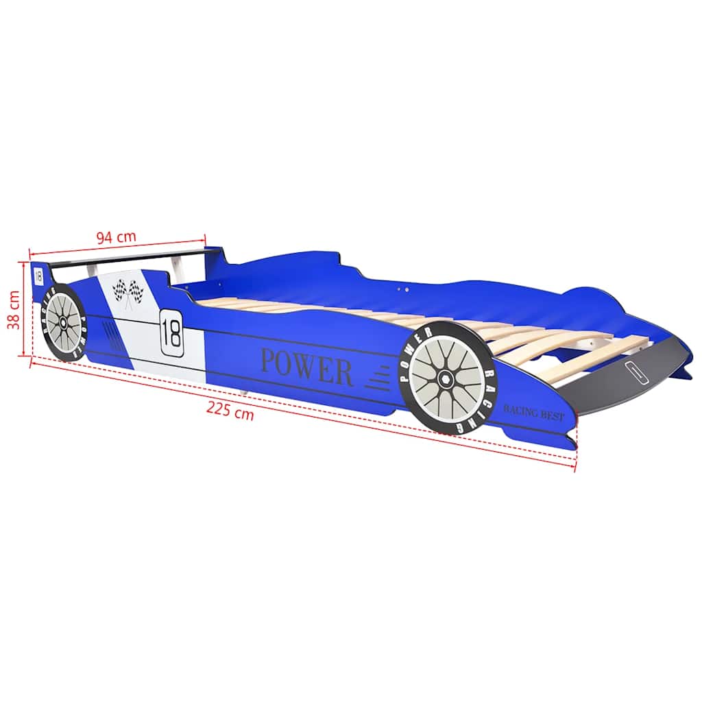 Letto Bambini Auto da Corsa 90x200 cm Blu - homemem39