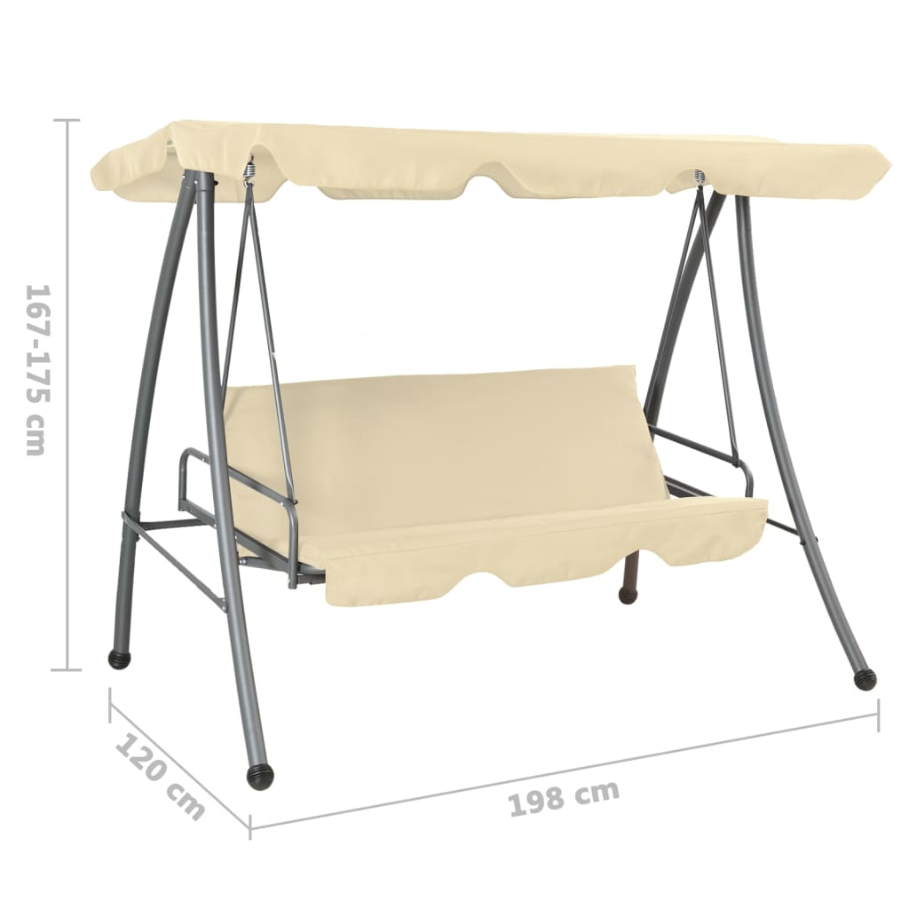 Panchina a Dondolo da Giardino con Baldacchino Bianco Sabbia | homemem39