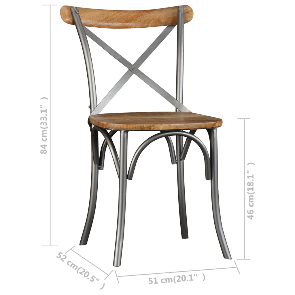 Sedie da Pranzo 2 pz in Legno Massello di Mango - homemem39