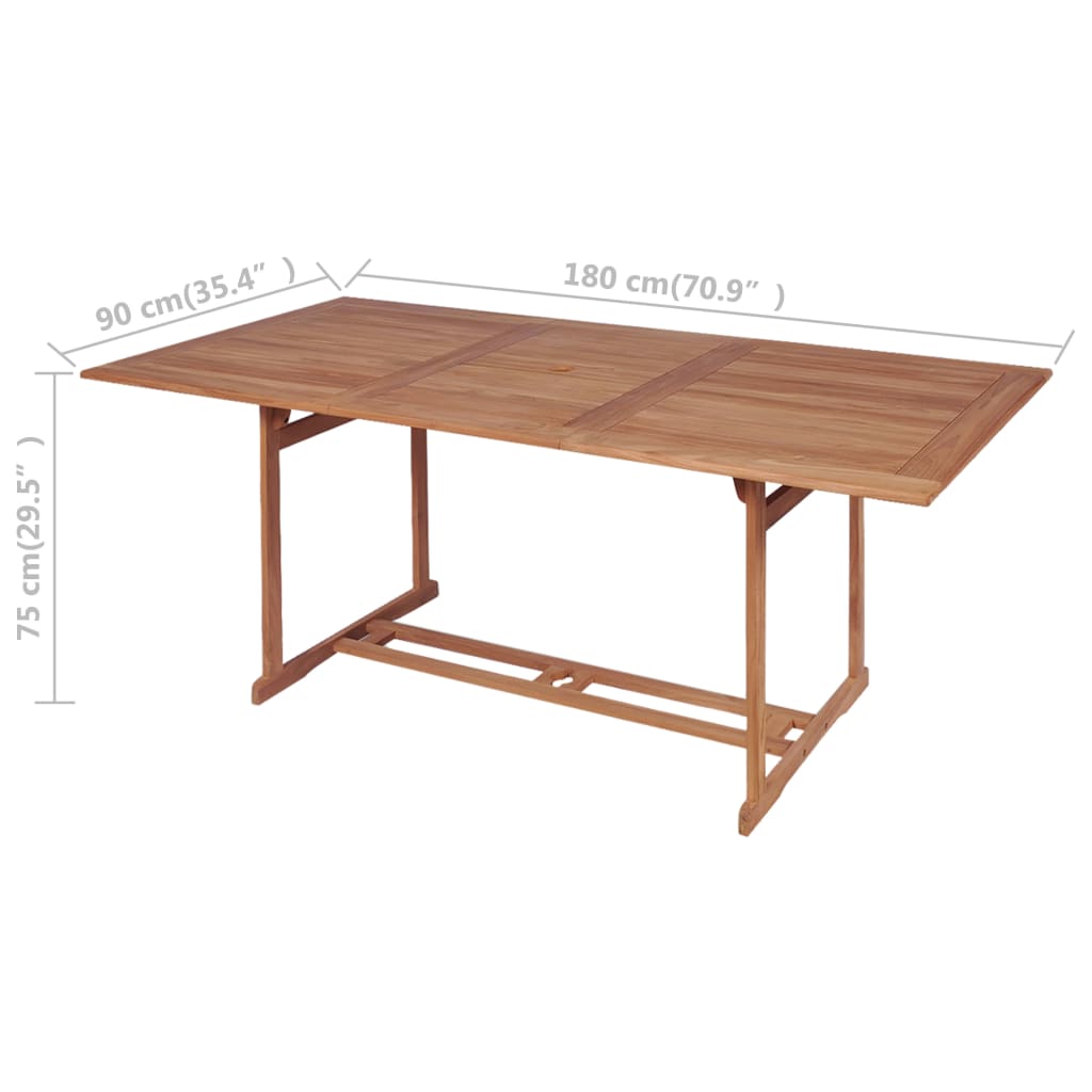 Tavolo da Giardino 180x90x75 cm in Massello di Teak | homemem39