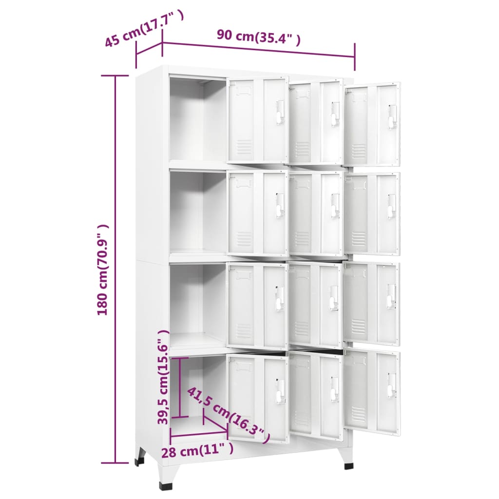 Armadietto a Chiave con 12 Scomparti 90x45x180 cm - homemem39