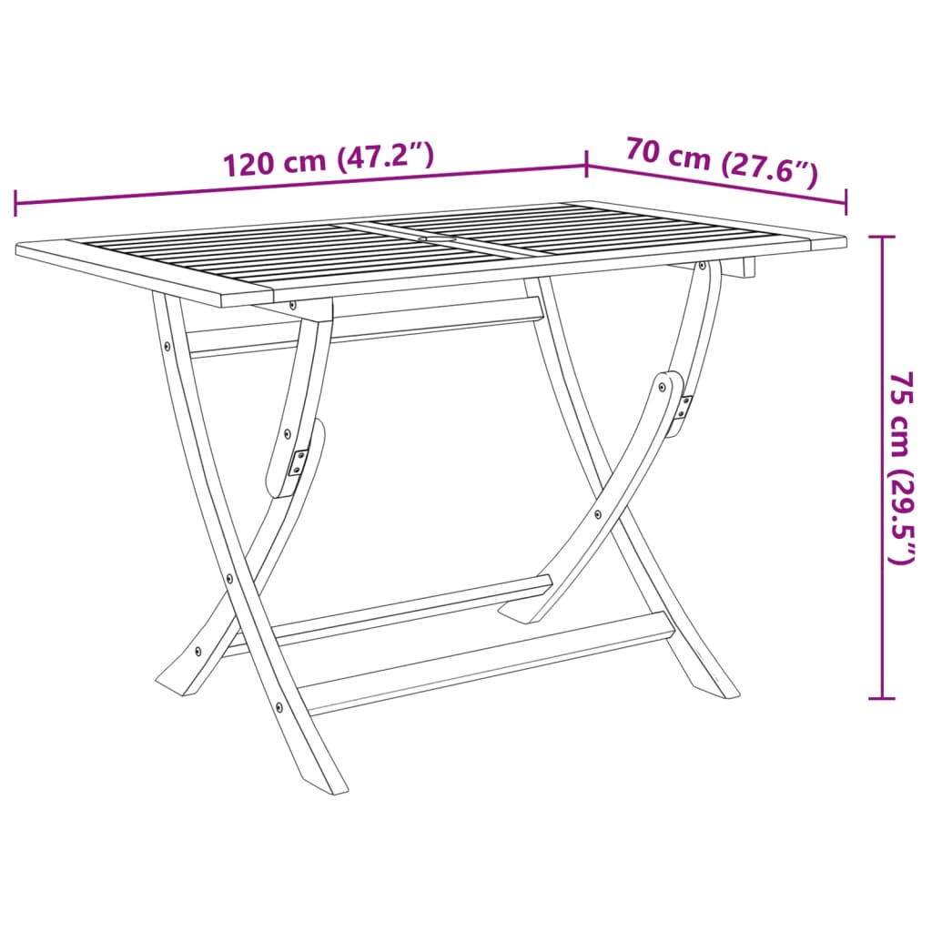 Set da Pranzo da Giardino 7 pz Pieghevole in Massello di Acacia | homemem39