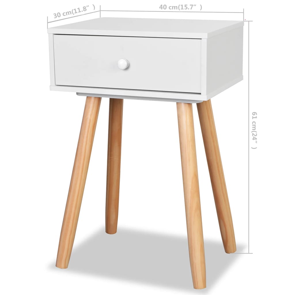 Comodini Set 2 pz in Massello di Pino 40x30x61 cm Bianchi | homemem39