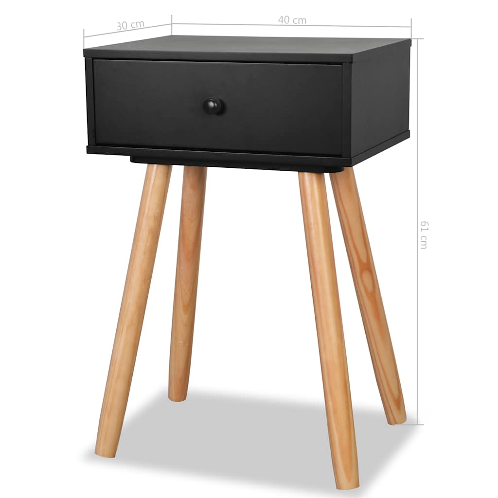 Comodini Set 2 pz in Massello di Pino 40x30x61 cm Neri | homemem39