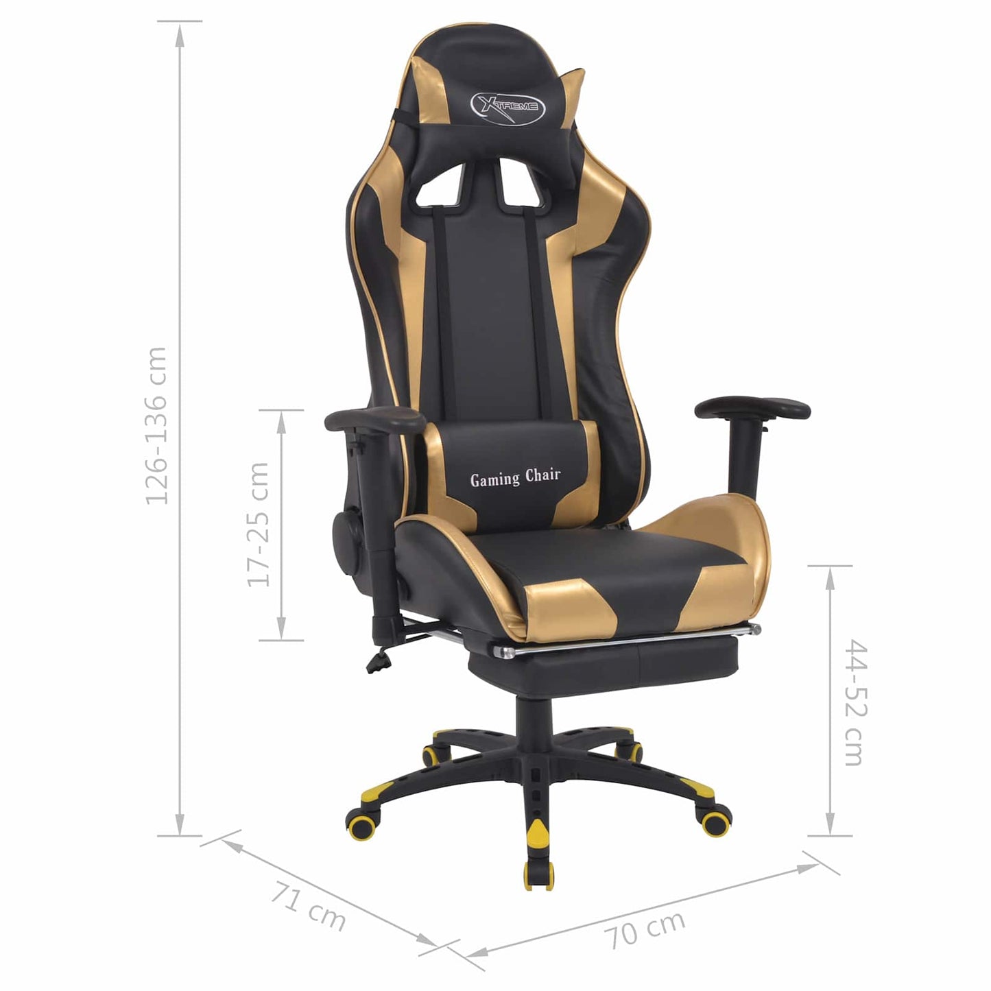 Sedia da gaming Oro 70 x 71 x 136 cm Pelle Artificiale | homemem39