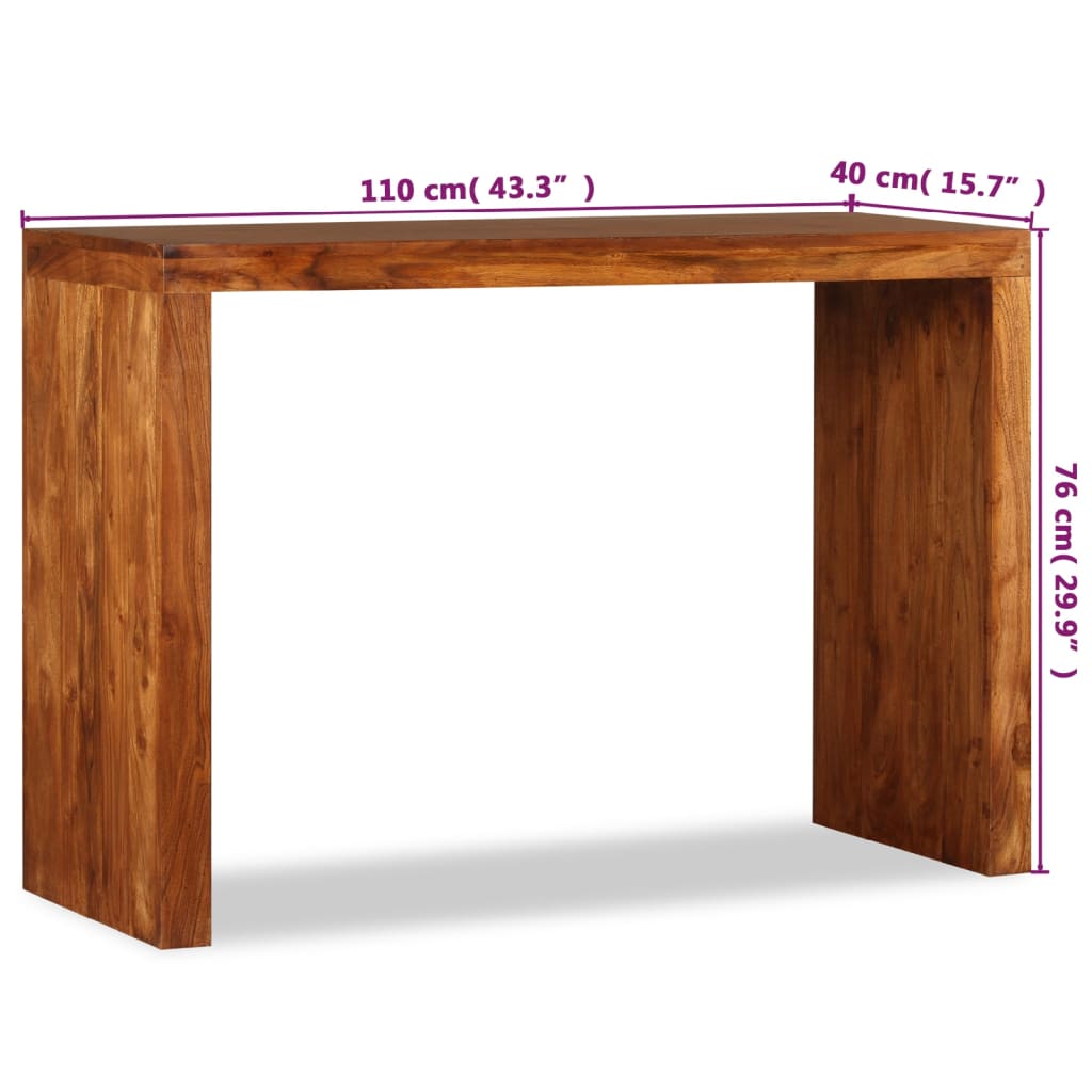 Tavolo Consolle in Legno Massello Finitura Ambra 110x40x76 cm - homemem39