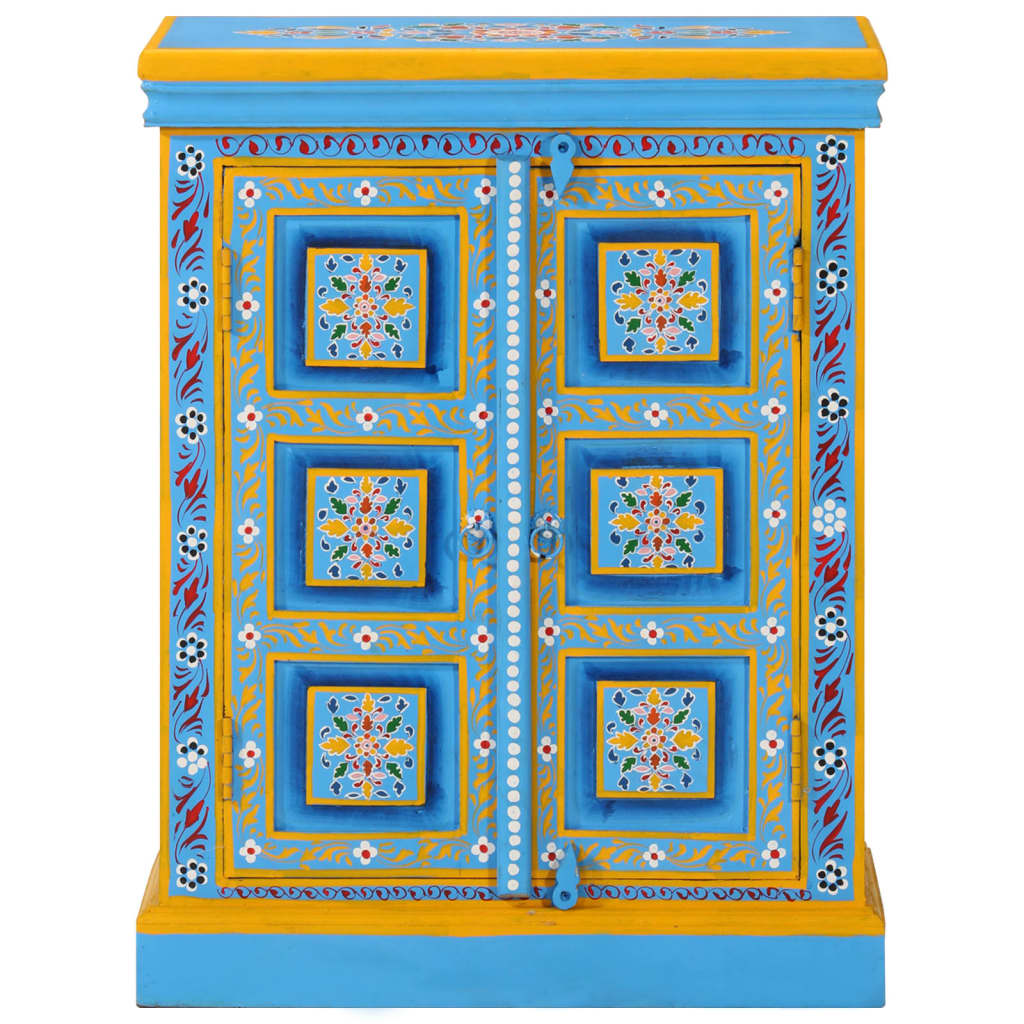 Credenza in Legno Massello di Mango Turchese Dipinta a Mano