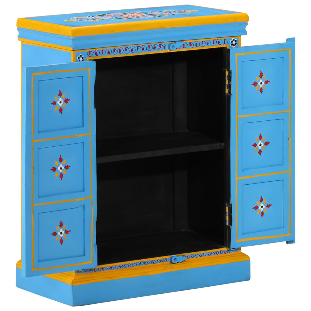 Credenza in Legno Massello di Mango Turchese Dipinta a Mano