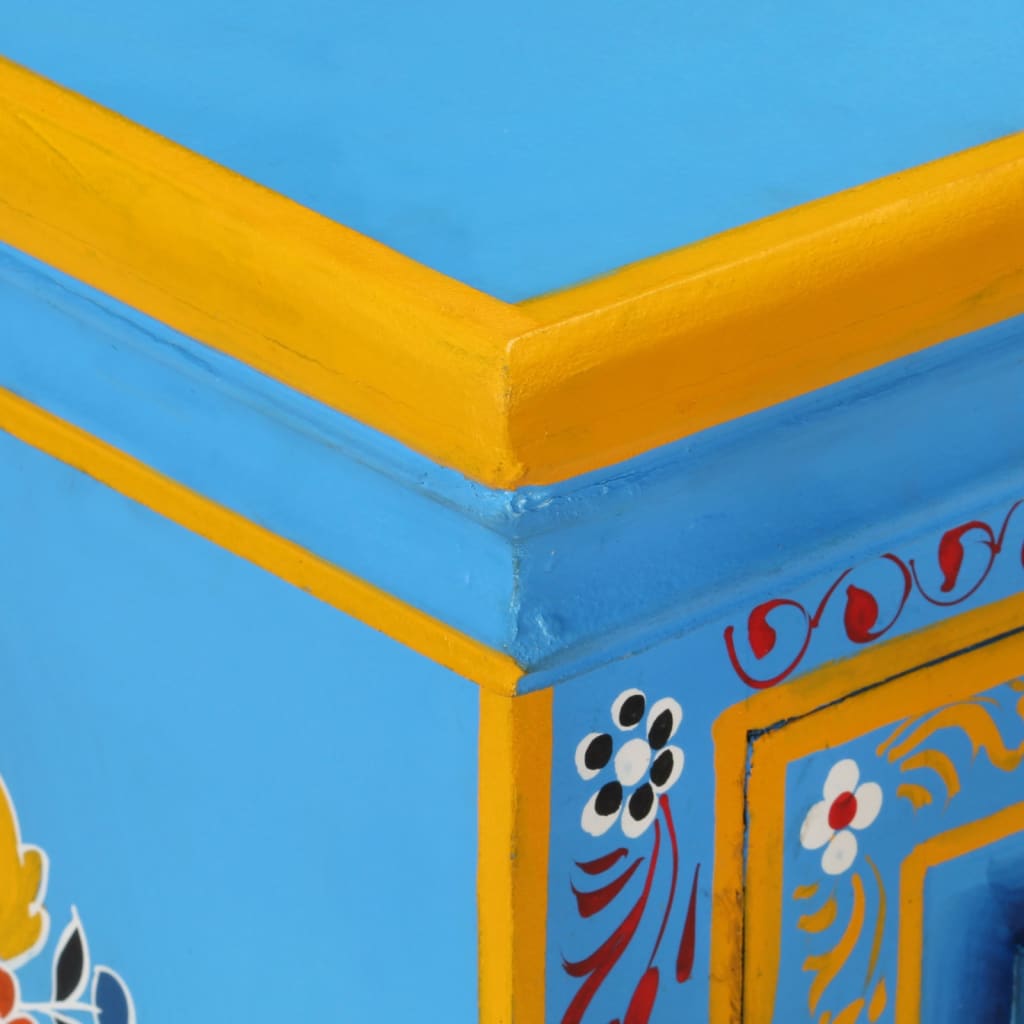 Credenza in Legno Massello di Mango Turchese Dipinta a Mano