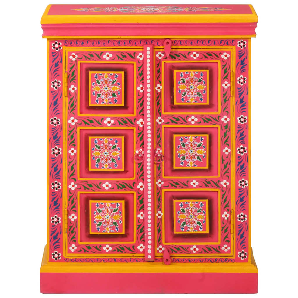 Credenza in Legno Massello di Mango Rosa Dipinta a Mano