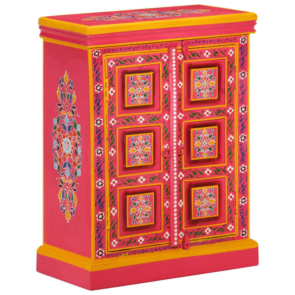 Credenza in Legno Massello di Mango Rosa Dipinta a Mano