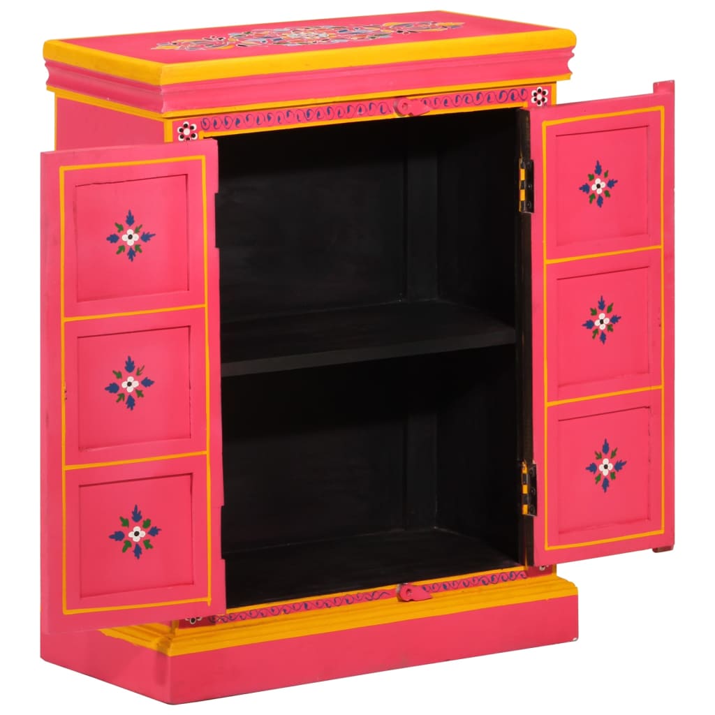 Credenza in Legno Massello di Mango Rosa Dipinta a Mano