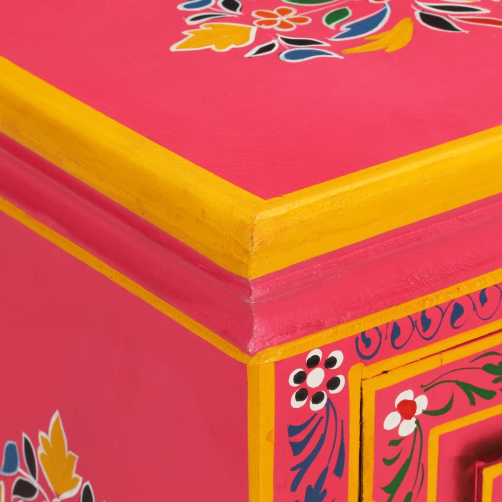 Credenza in Legno Massello di Mango Rosa Dipinta a Mano