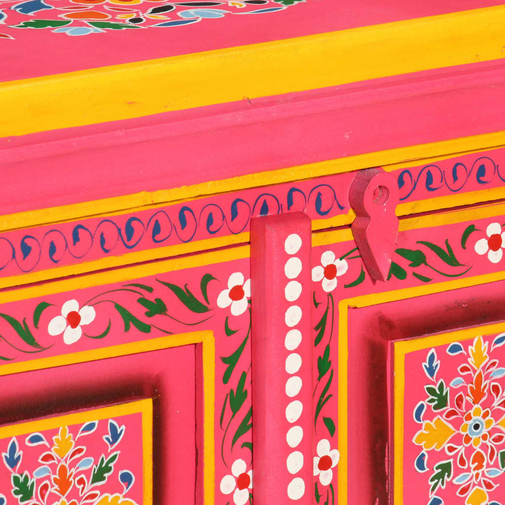Credenza in Legno Massello di Mango Rosa Dipinta a Mano