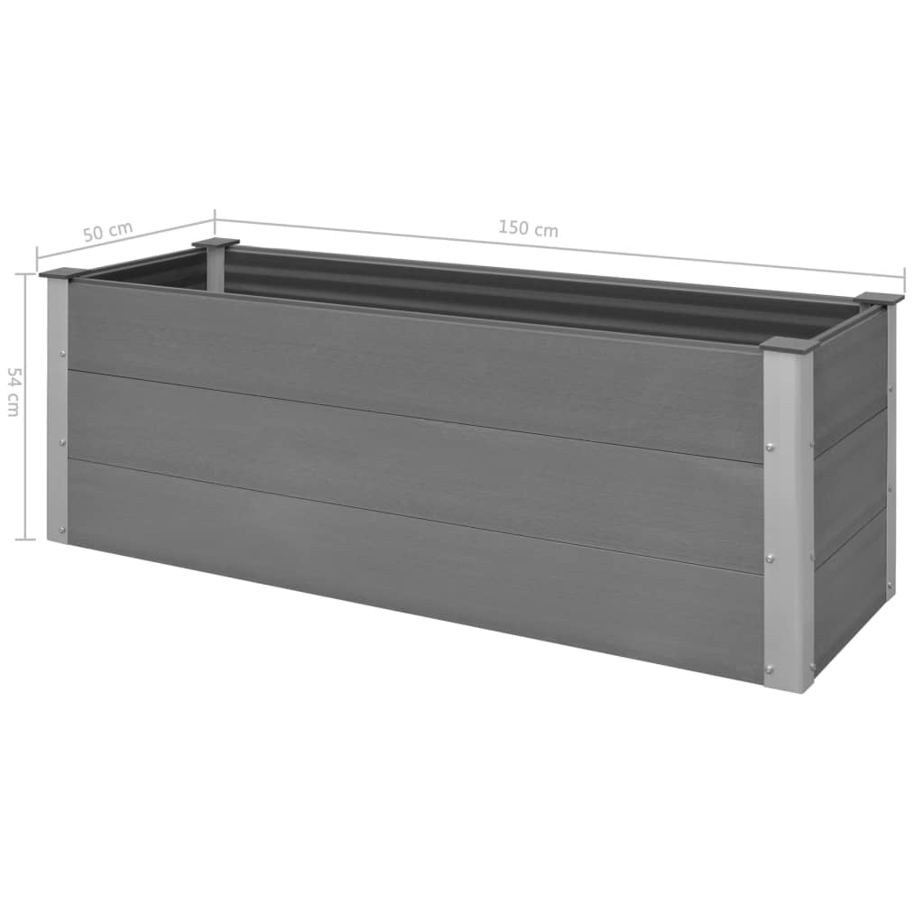 Letto Rialzato da Giardino in WPC 150x50x54 cm Grigio - homemem39