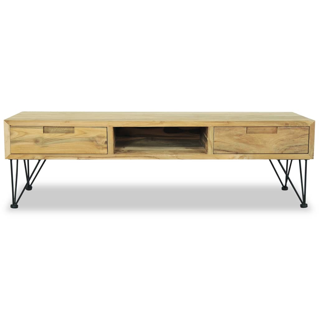 Mobile Porta TV 120x35x35 cm in Legno Massello di Teak - homemem39