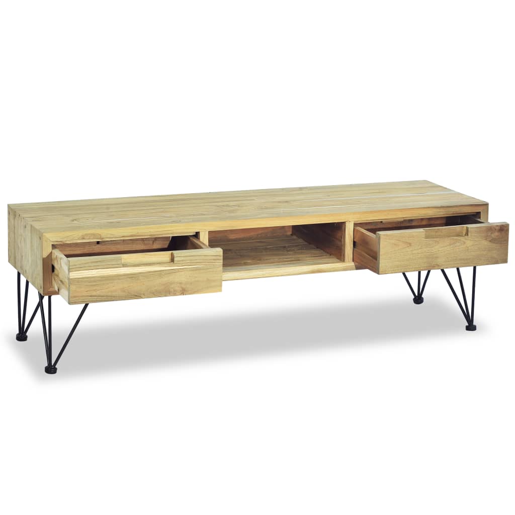 Mobile Porta TV 120x35x35 cm in Legno Massello di Teak - homemem39
