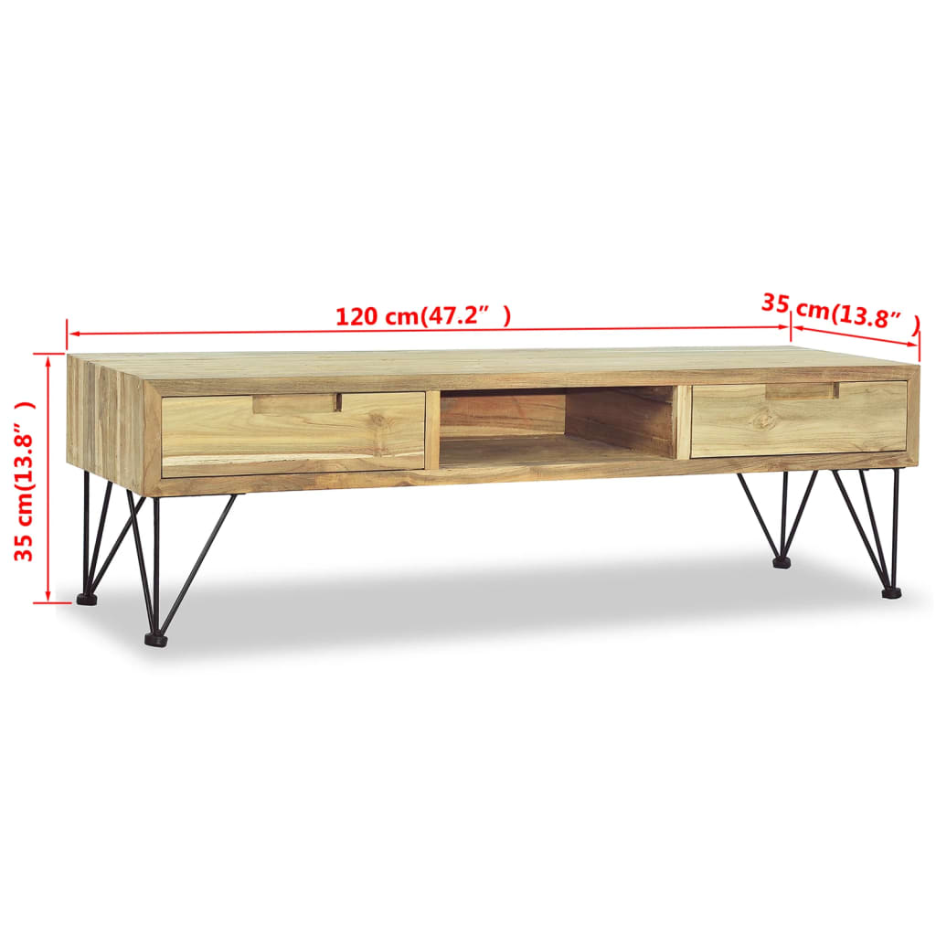Mobile Porta TV 120x35x35 cm in Legno Massello di Teak - homemem39
