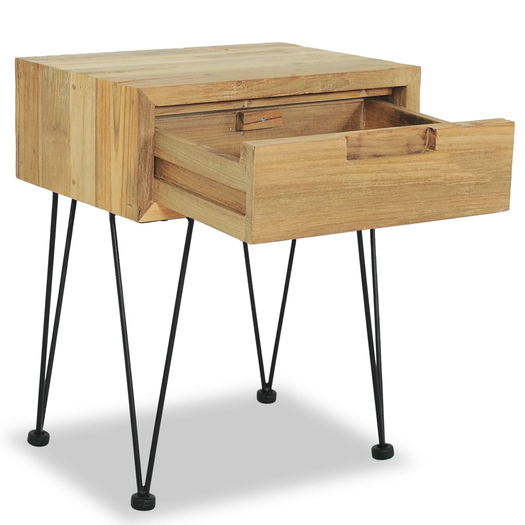 Comodino 40x30x50 cm in Legno Massello di Teak - homemem39